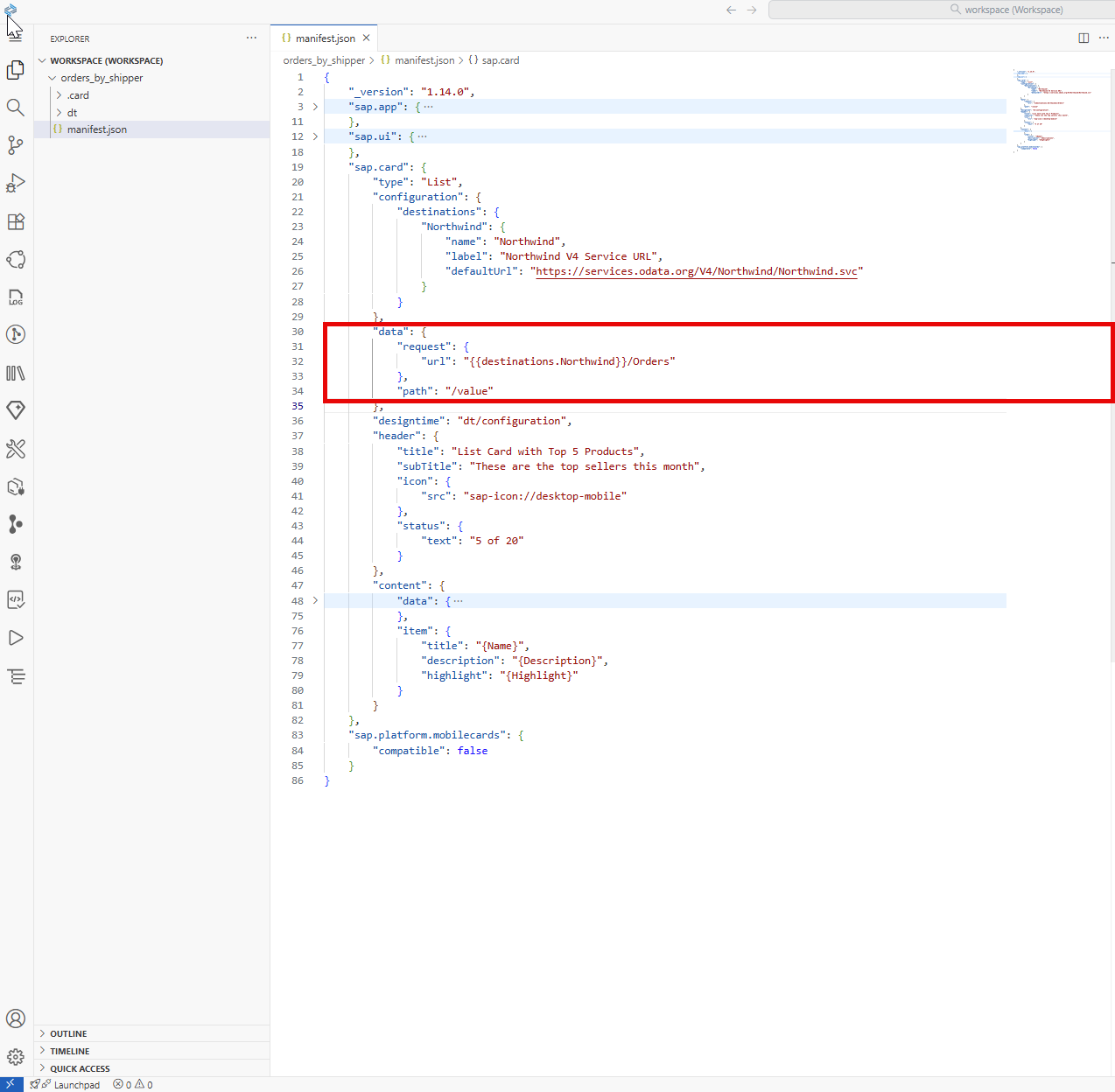 Image depicting manifest.json file โ add data section